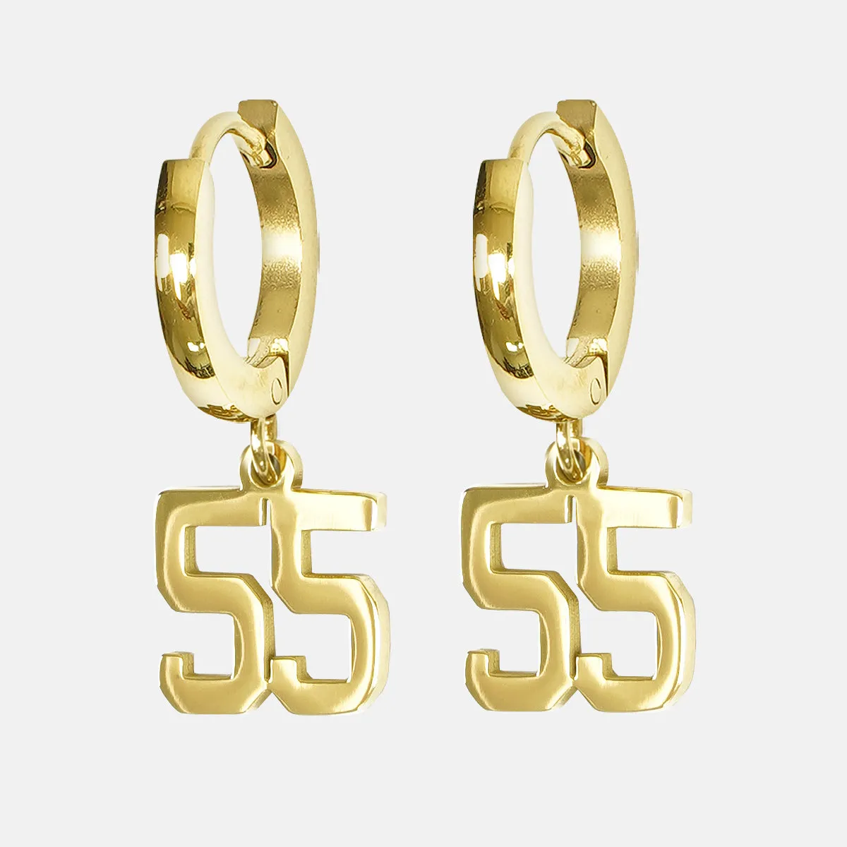 55 Number Earring - Gold Plated Stainless Steel