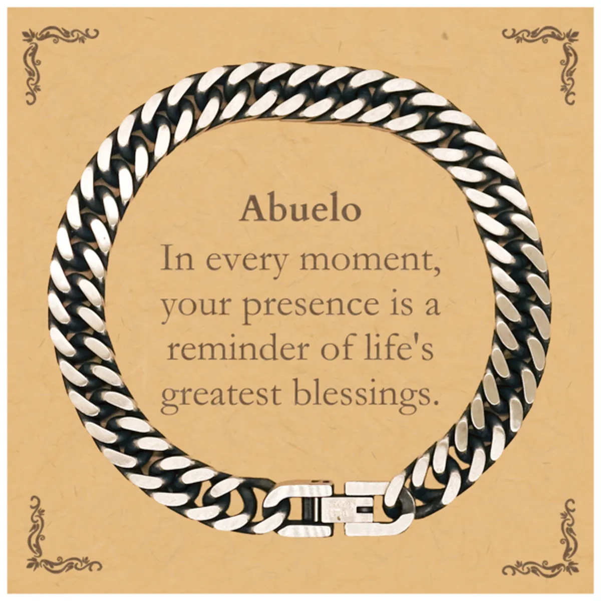 Abuelo Thank You Gifts, Your presence is a reminder of life's greatest, Appreciation Blessing Birthday Cuban Link Chain Bracelet for Abuelo