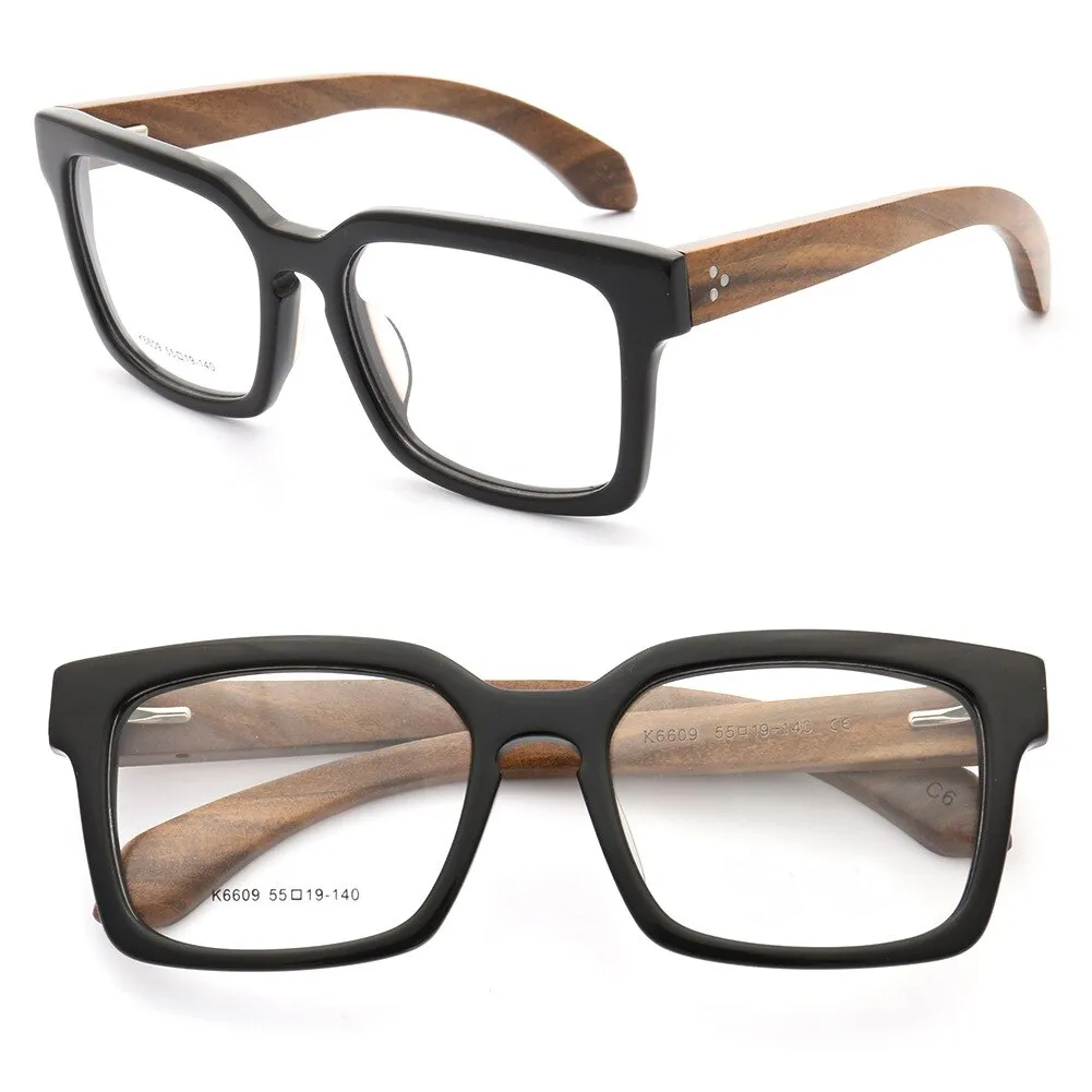 Aissuarvey Acetate Wooden Full Rim Square Frame Unisex Eyeglasses K6609