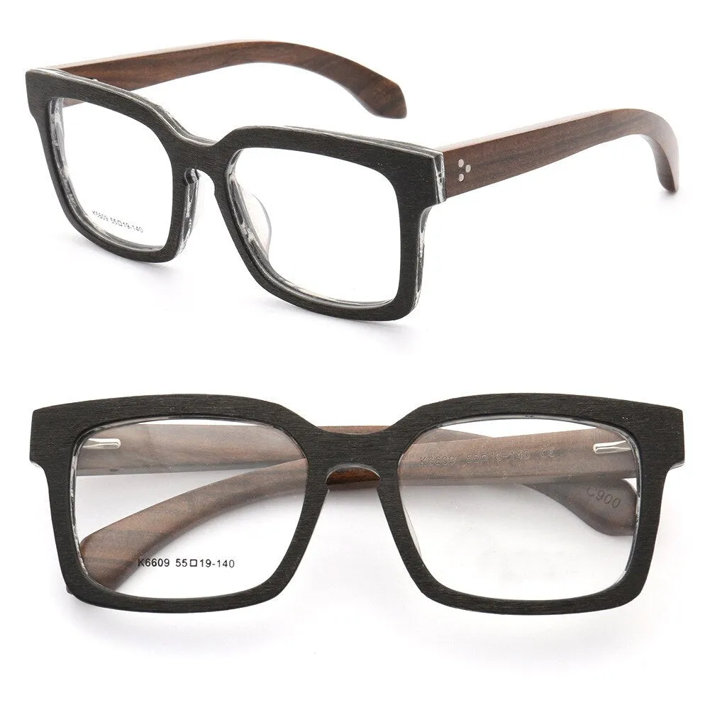 Aissuarvey Acetate Wooden Full Rim Square Frame Unisex Eyeglasses K6609