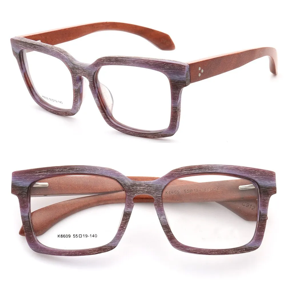 Aissuarvey Acetate Wooden Full Rim Square Frame Unisex Eyeglasses K6609