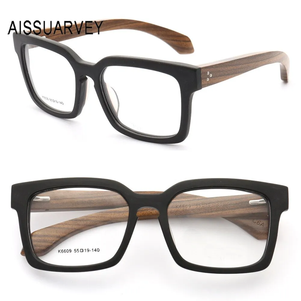 Aissuarvey Acetate Wooden Full Rim Square Frame Unisex Eyeglasses K6609