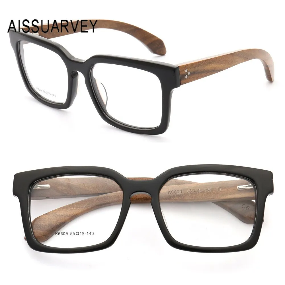 Aissuarvey Acetate Wooden Full Rim Square Frame Unisex Eyeglasses K6609