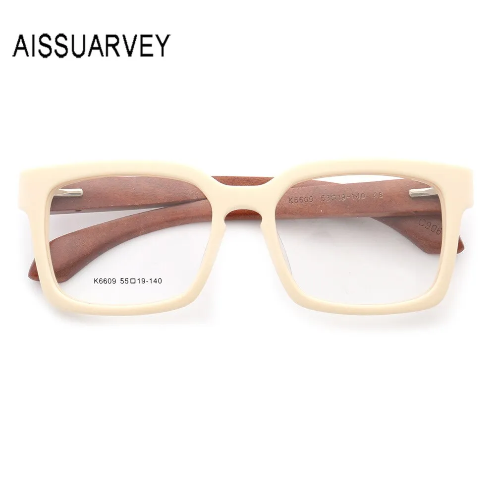 Aissuarvey Acetate Wooden Full Rim Square Frame Unisex Eyeglasses K6609