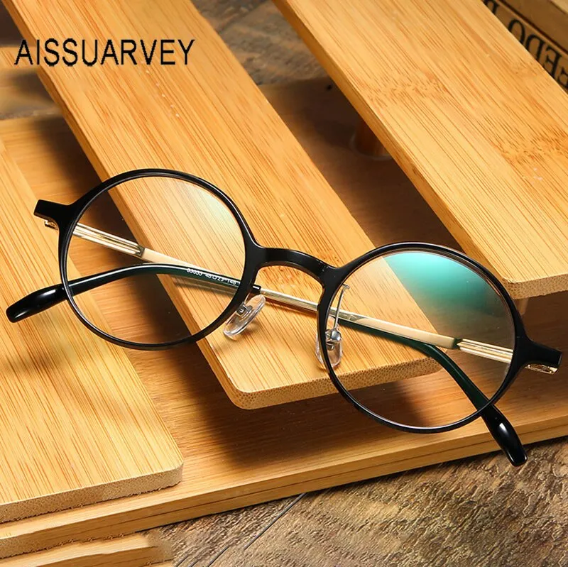 Aissuarvey Full Round Rim Titanium Acetate Frame Eyeglasses Unisex