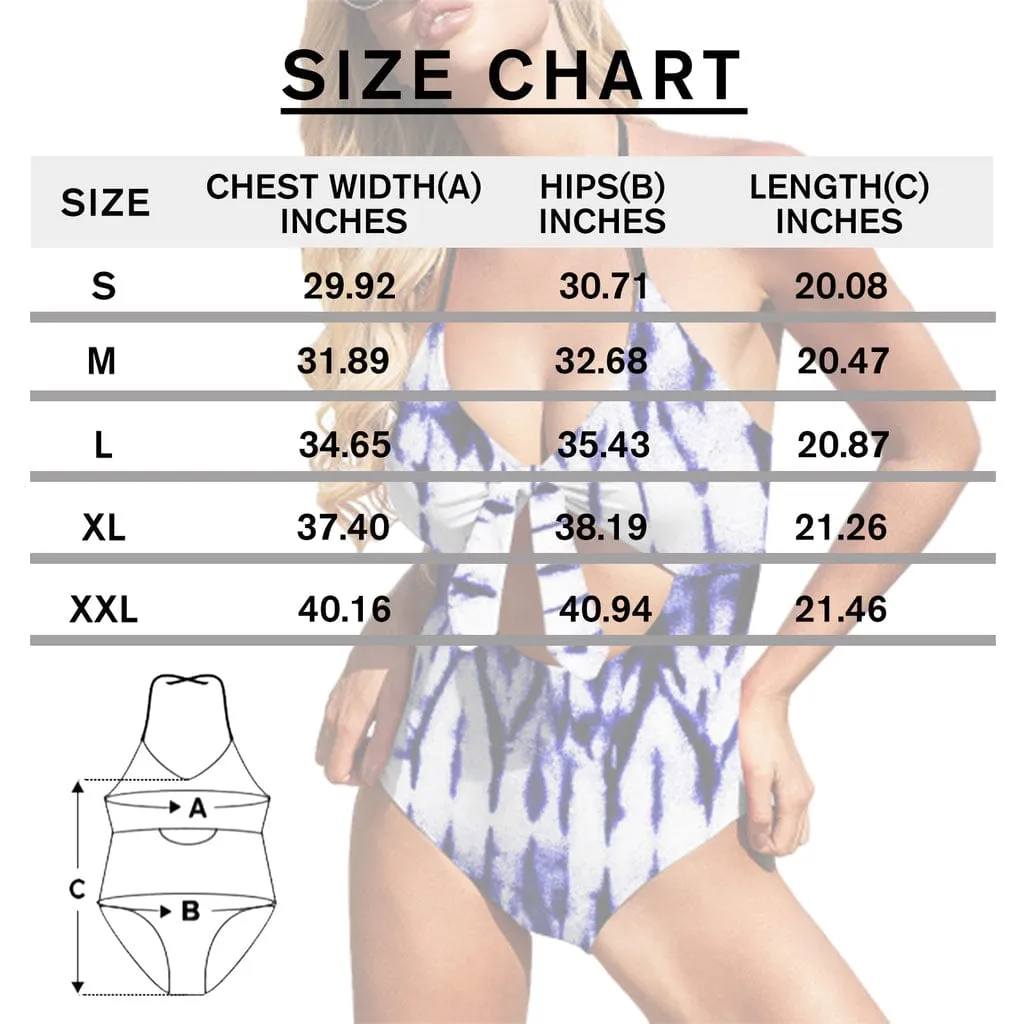 American Flag Monokini Custom Couple Face Flag Swimsuit Personalized Women's Backless Bow One Piece Bathing Suit