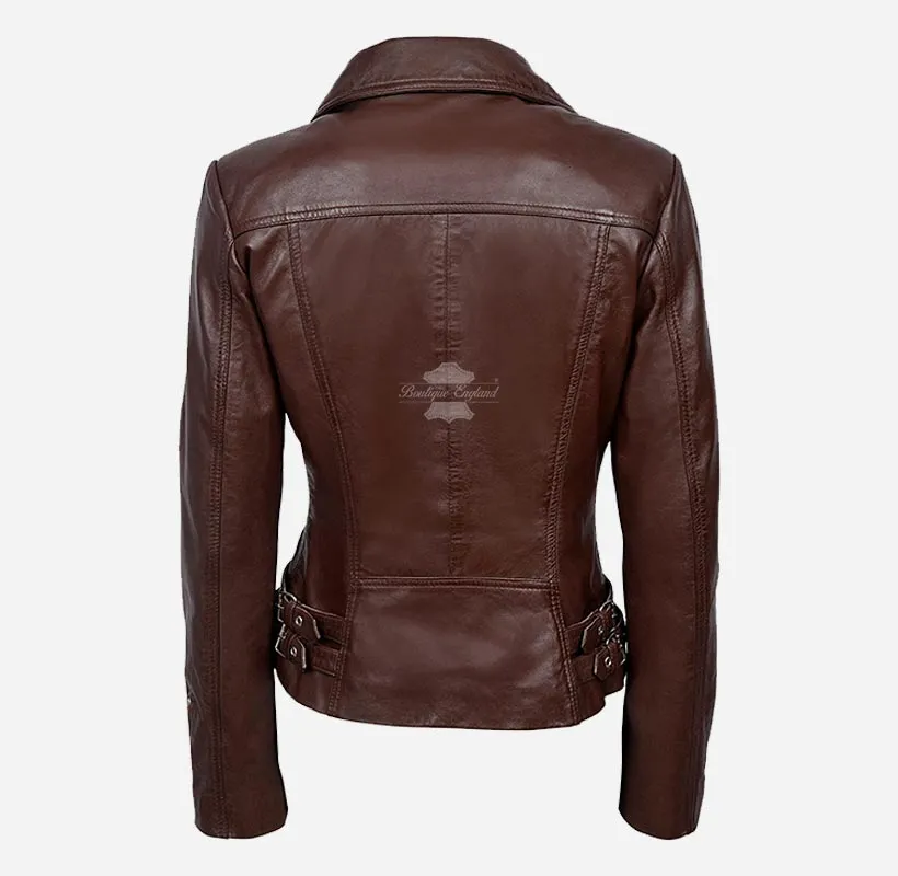 Armandell Women Leather Biker Jacket Fitted Leather Jacket