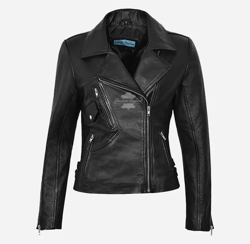 Armandell Women Leather Biker Jacket Fitted Leather Jacket