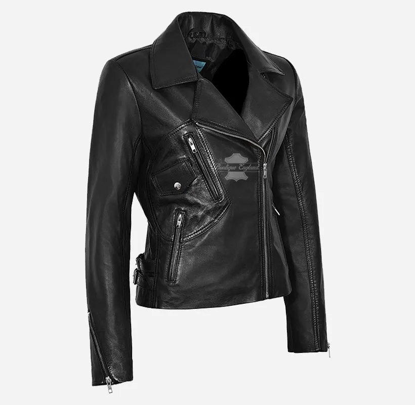 Armandell Women Leather Biker Jacket Fitted Leather Jacket