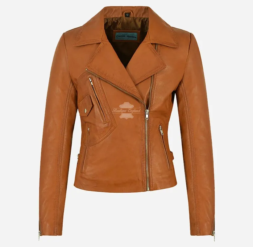 Armandell Women Leather Biker Jacket Fitted Leather Jacket