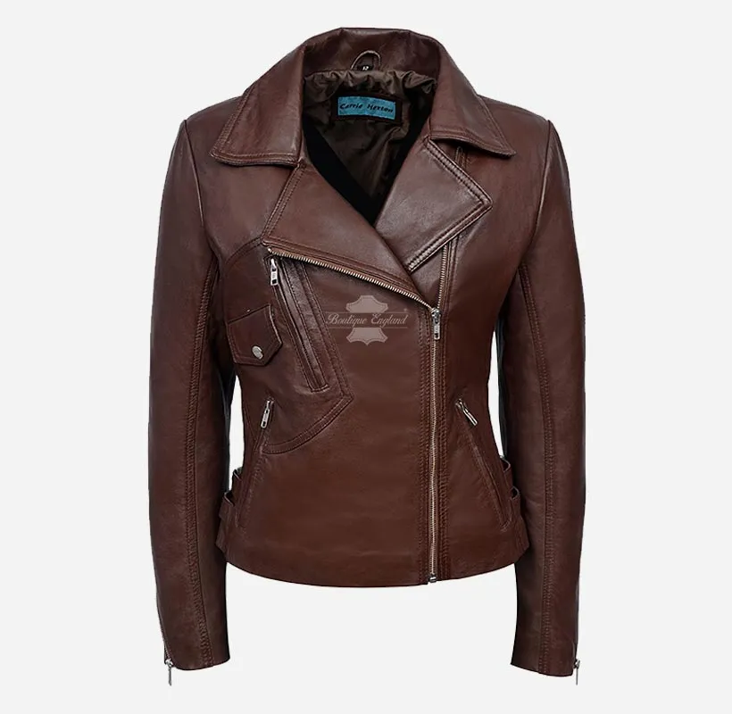 Armandell Women Leather Biker Jacket Fitted Leather Jacket