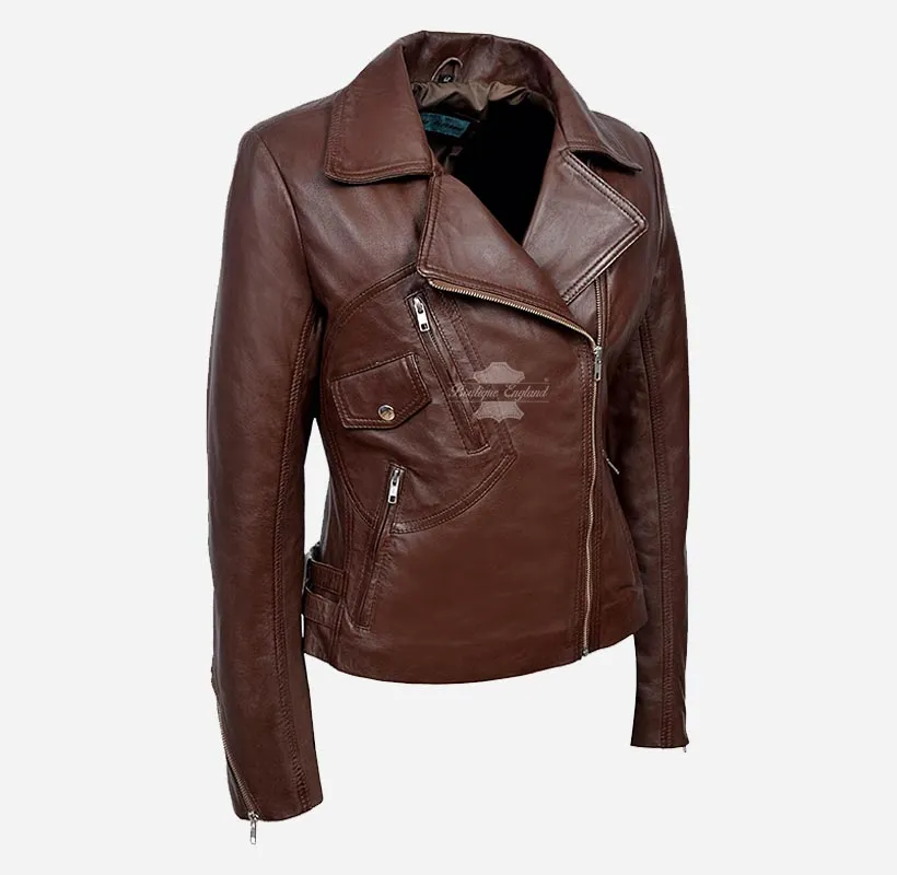 Armandell Women Leather Biker Jacket Fitted Leather Jacket