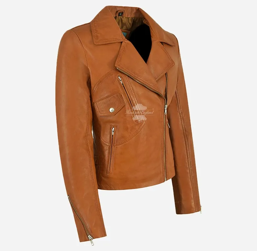 Armandell Women Leather Biker Jacket Fitted Leather Jacket