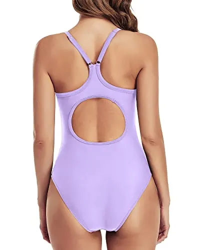 Athletic One Piece Swimsuits for Women Training Sport Tummy Control Bathing Suits