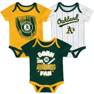 Athletics Baseball Fan 3 Pack Bodysuit Set