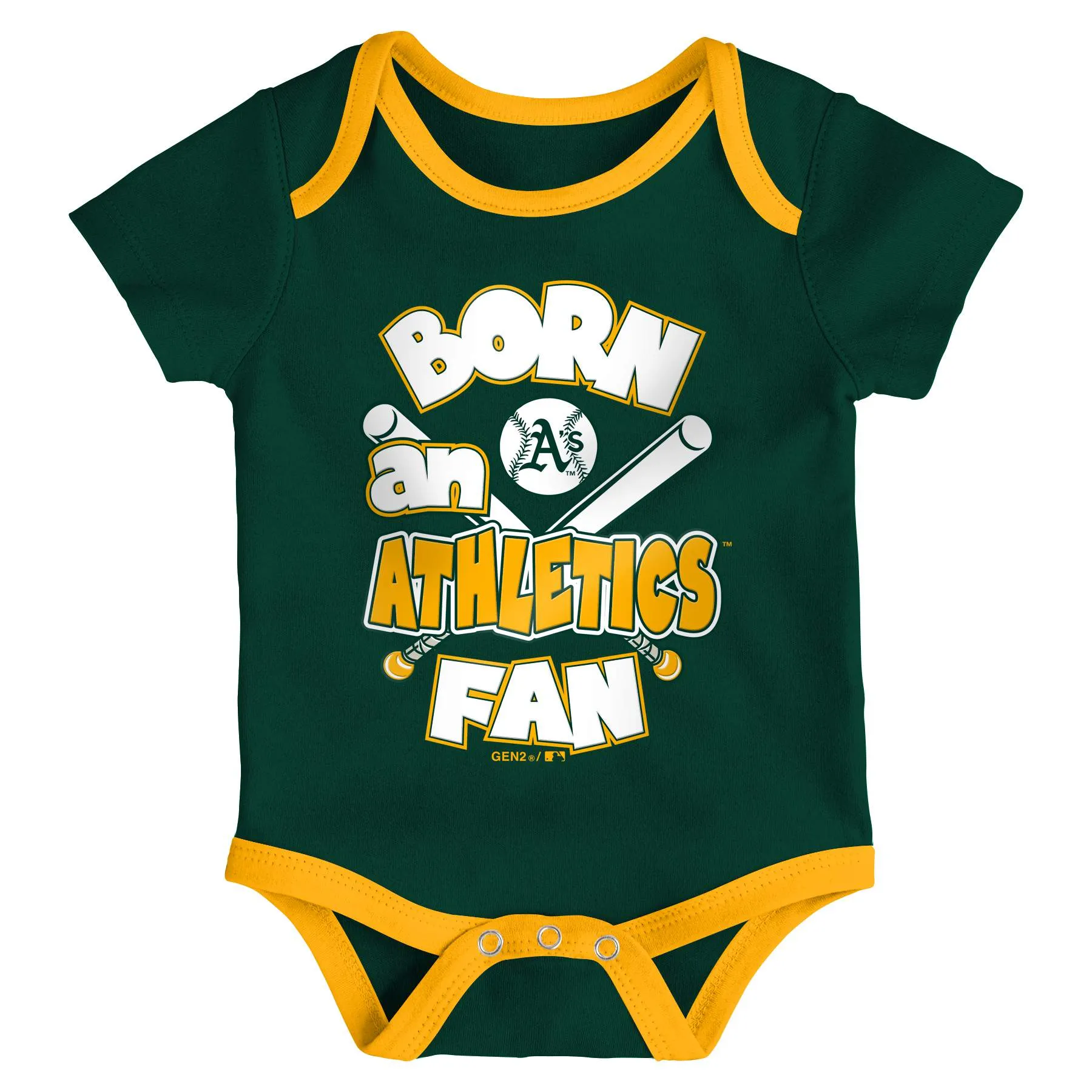 Athletics Baseball Fan 3 Pack Bodysuit Set