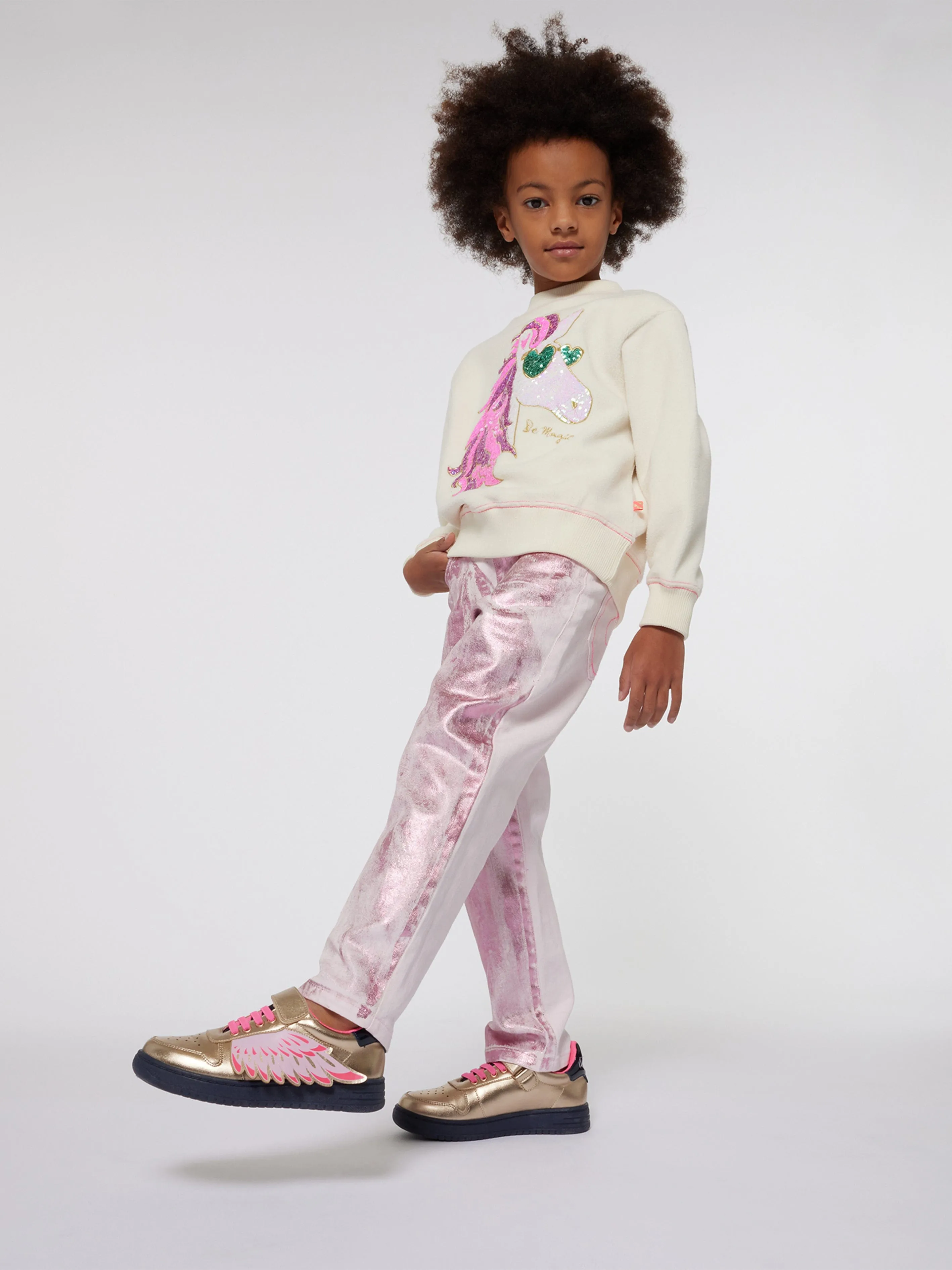 Billieblush Girls Metallic Effect Trousers in Pink