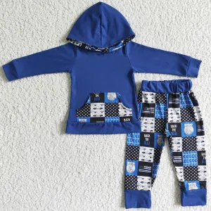 Boutique Boys Clothing Hoodie Set Blue Long Sleeve Baby Boys Clothes Sets Hoodies Outfits 6 A5-11