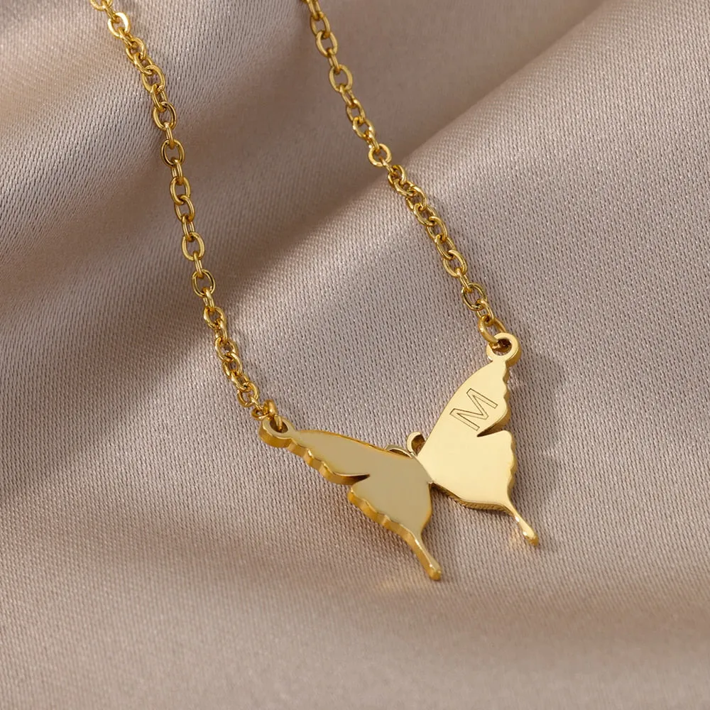 Butterfly Initial Letter Necklace