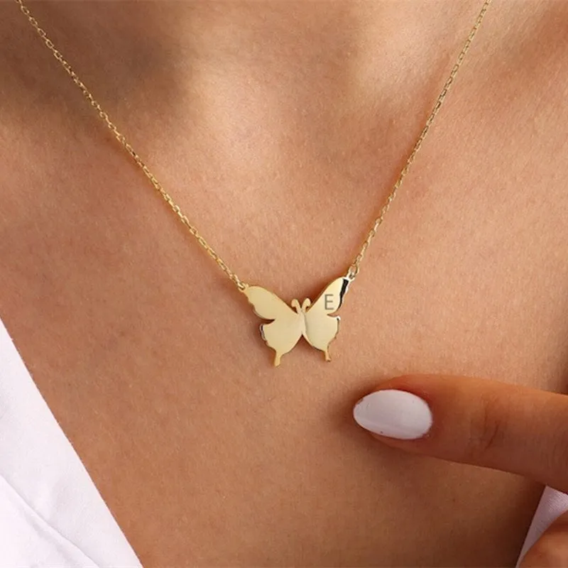 Butterfly Initial Letter Necklace