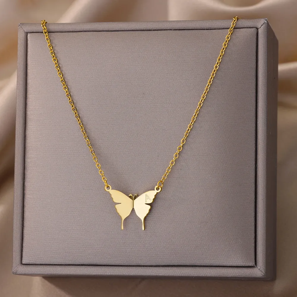 Butterfly Initial Letter Necklace