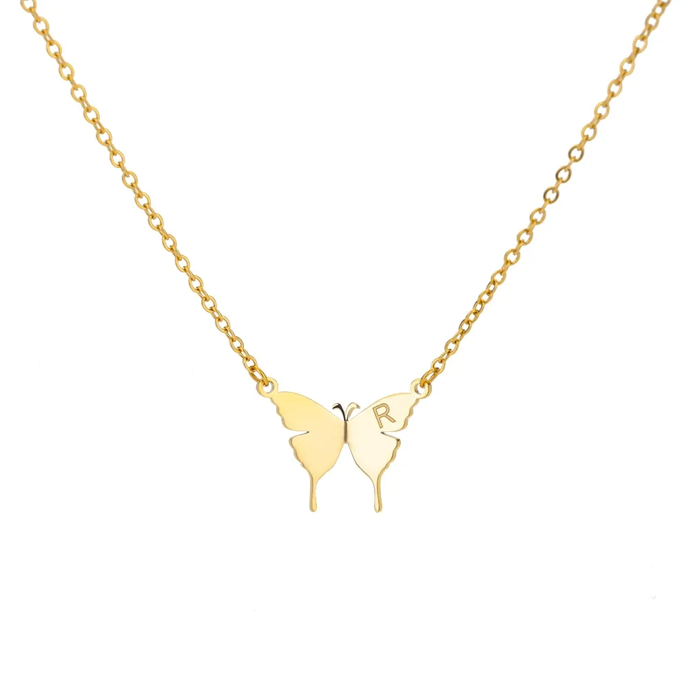 Butterfly Initial Letter Necklace