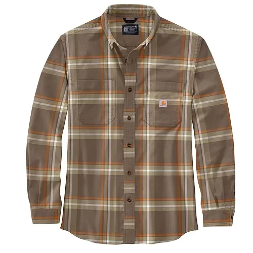 Carhartt 105945 Men's Rugged Flex Relaxed Fit Midweight Flannel Long-S - Medium Regular - Chestnut