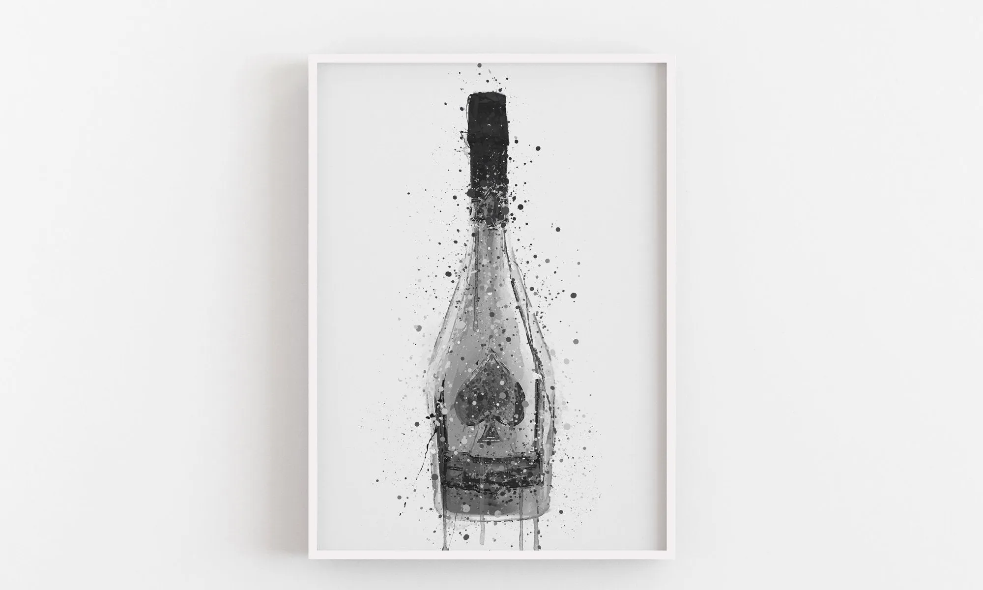 Champagne Bottle Wall Art Print 'Titanium'