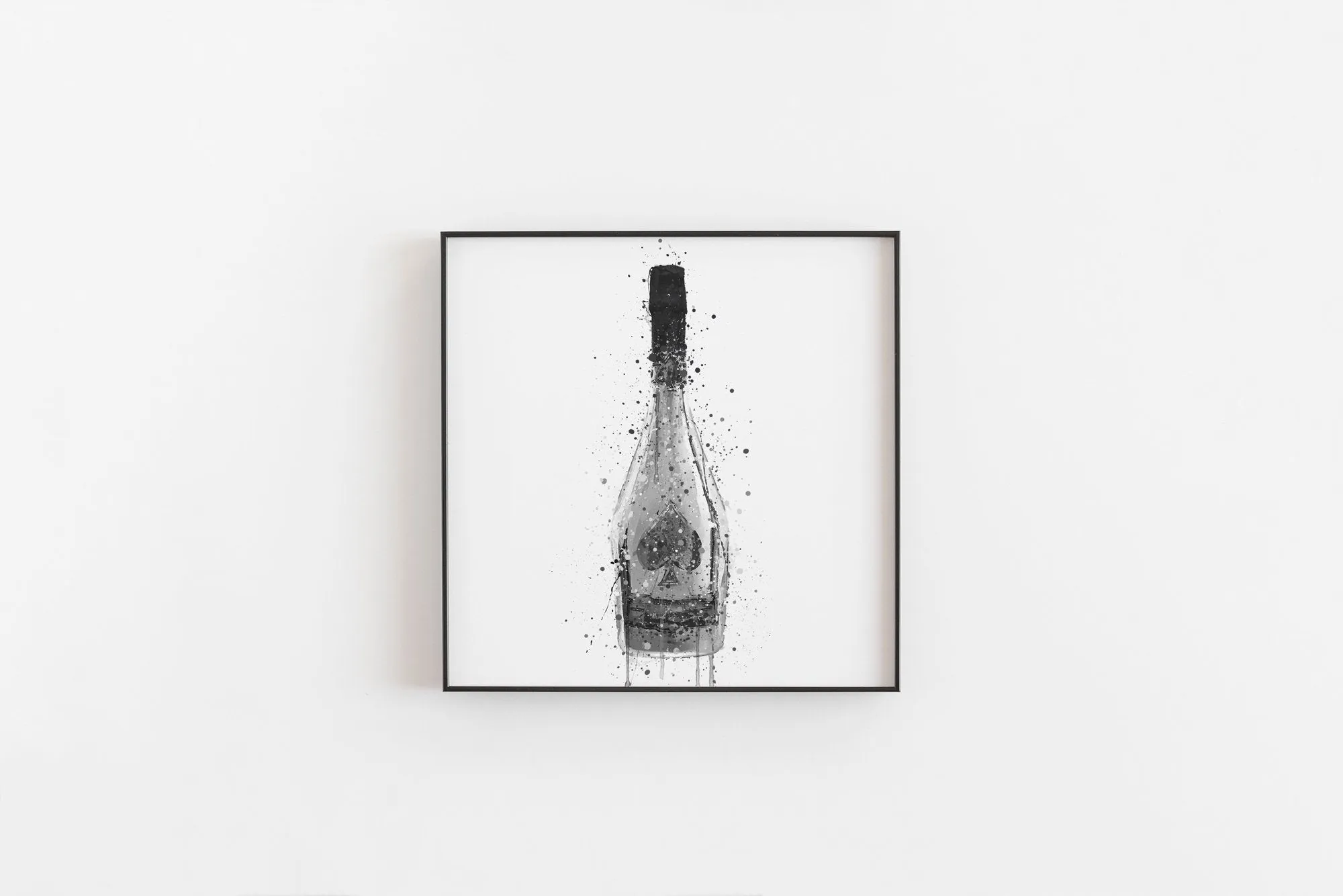 Champagne Bottle Wall Art Print 'Titanium'