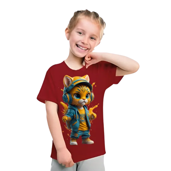 Cool Cat Printed T Shirt For Kids