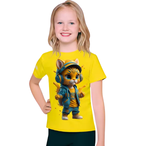 Cool Cat Printed T Shirt For Kids