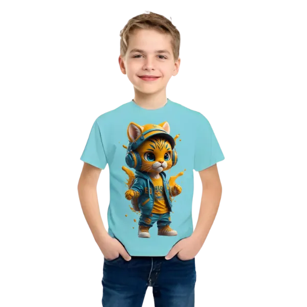 Cool Cat Printed T Shirt For Kids