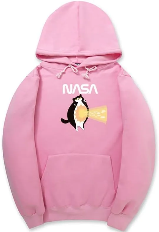 CORIRESHA Teen Cat Lover Hoodie Long Sleeve Drawstring Kangaroo Pocket NASA Sweatshirt