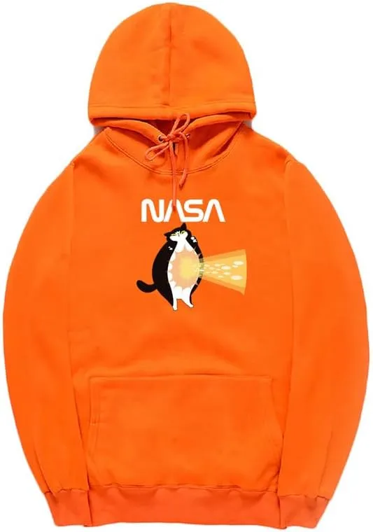 CORIRESHA Teen Cat Lover Hoodie Long Sleeve Drawstring Kangaroo Pocket NASA Sweatshirt