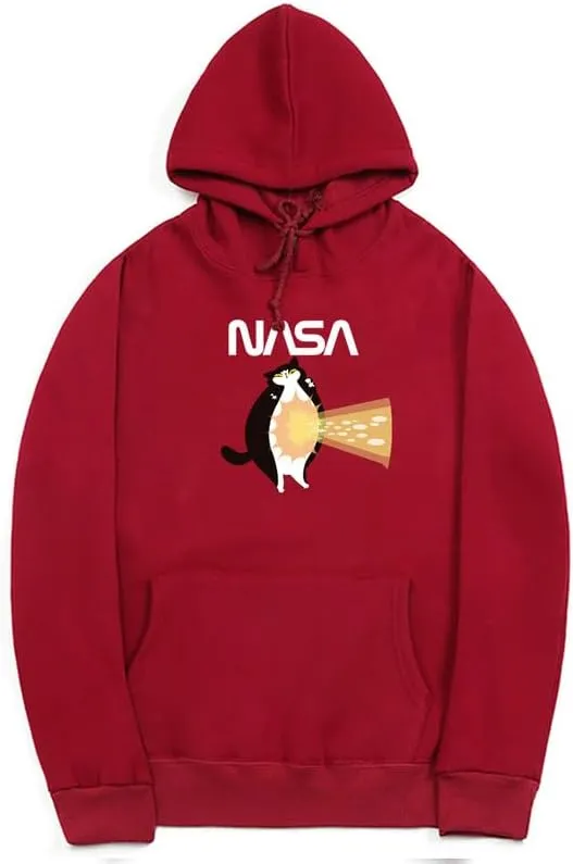 CORIRESHA Teen Cat Lover Hoodie Long Sleeve Drawstring Kangaroo Pocket NASA Sweatshirt