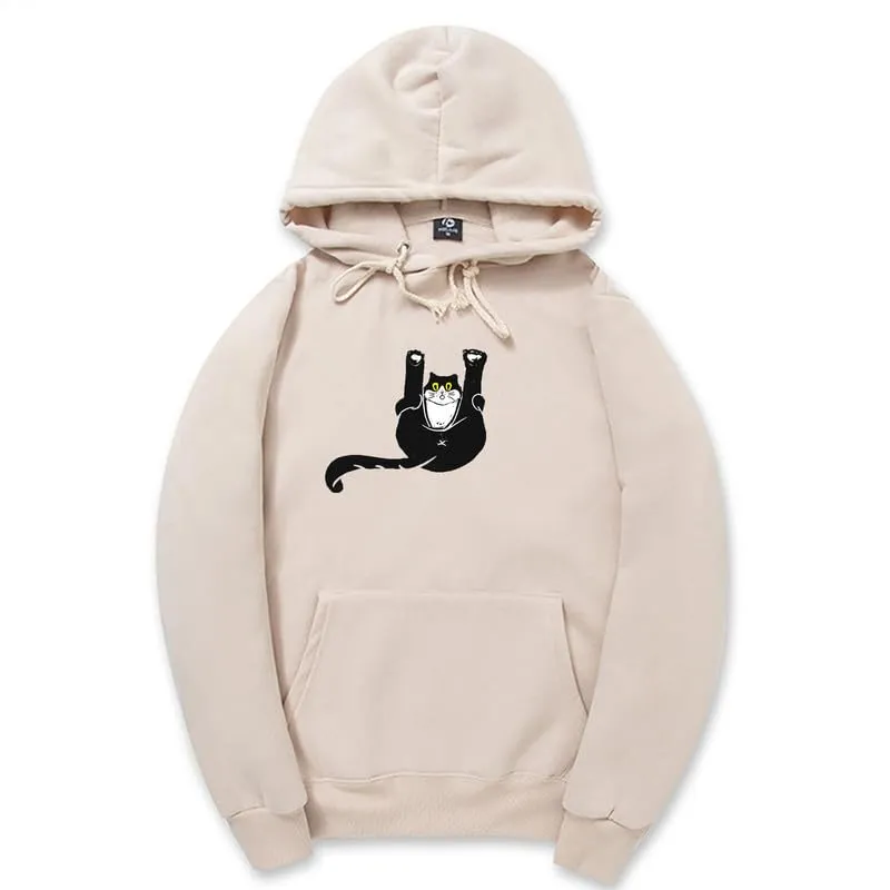 CORIRESHA Teen Funny Cat Hoodie Casual Drawstring Kangaroo Pocket Basic Cute Sweatshirt