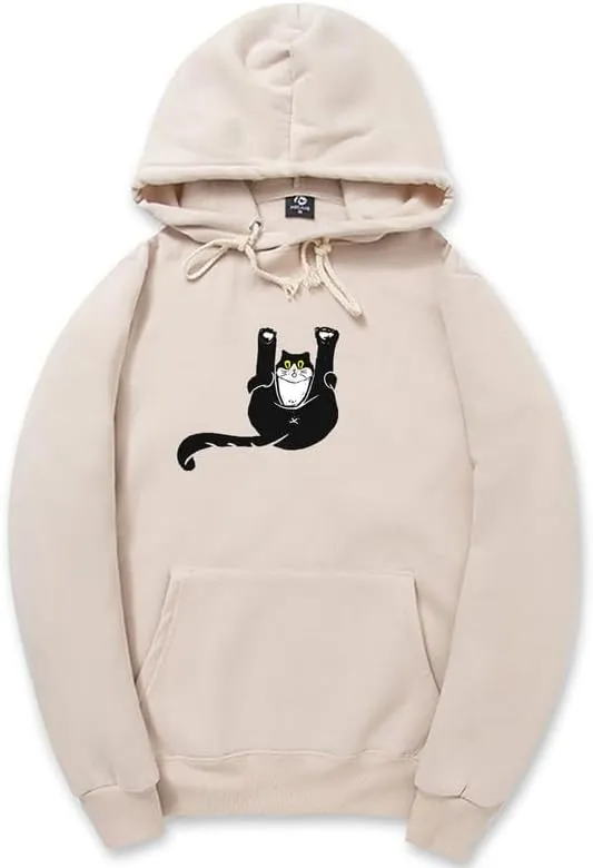 CORIRESHA Teen Funny Cat Hoodie Casual Drawstring Kangaroo Pocket Basic Cute Sweatshirt