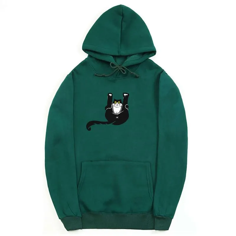 CORIRESHA Teen Funny Cat Hoodie Casual Drawstring Kangaroo Pocket Basic Cute Sweatshirt