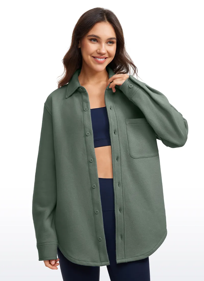 Cotton Fleece Lined Button Down Oversized Jackets