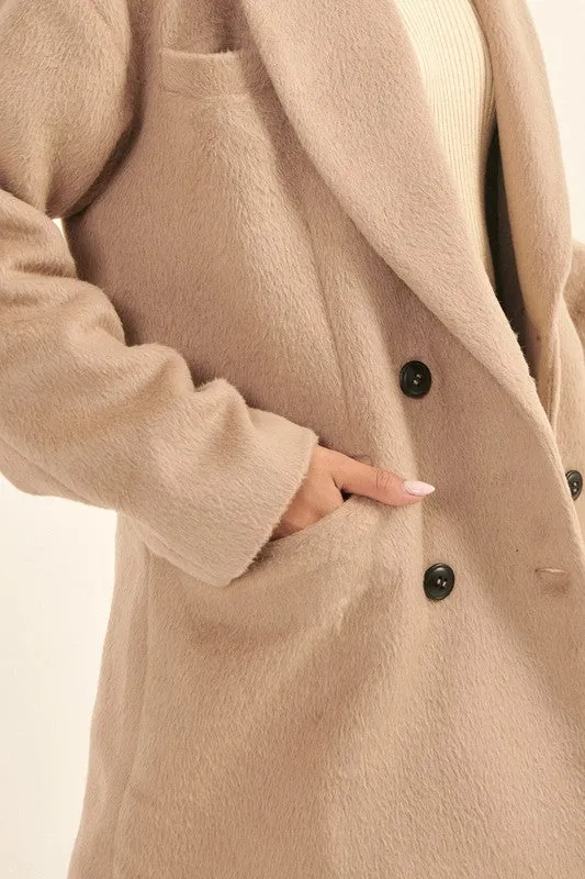 Cozy Chic Double-Breasted Overcoat - Stone