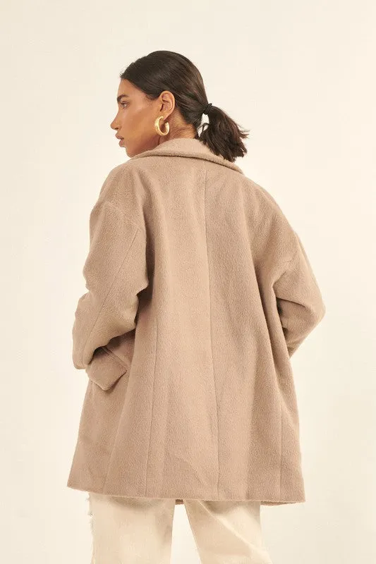 Cozy Chic Double-Breasted Overcoat - Stone