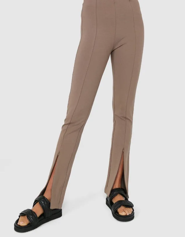 Darlo taupe zip split leggings