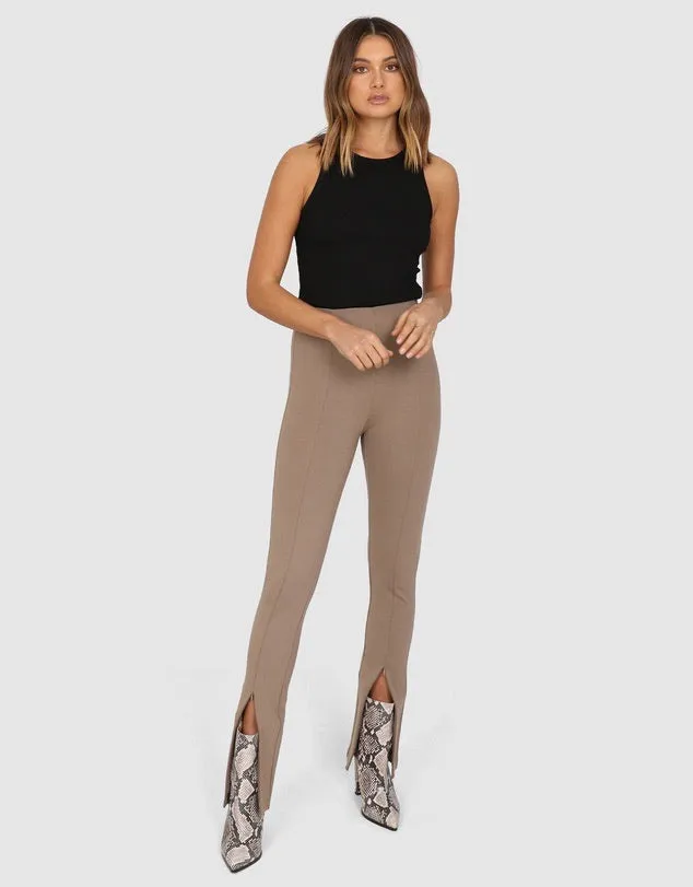 Darlo taupe zip split leggings