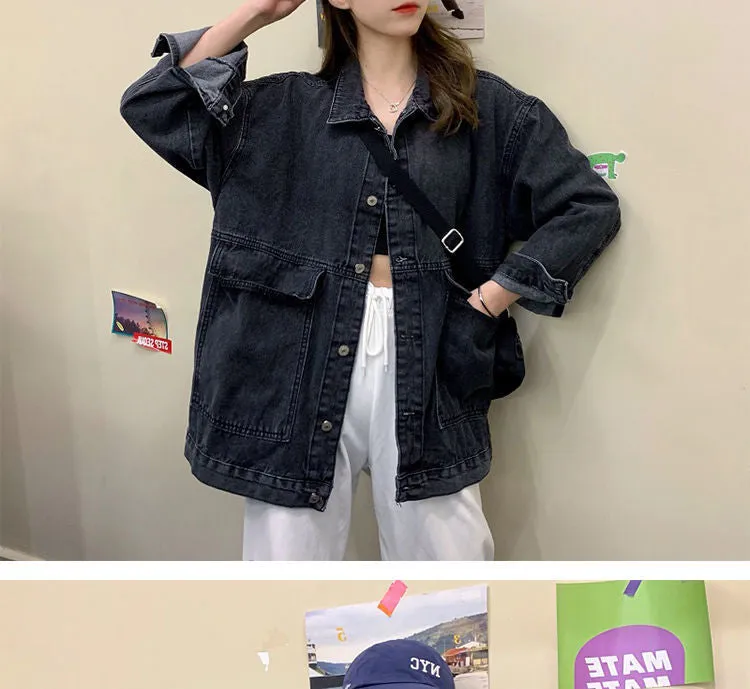 Denim Women Korean CHIC Loose All-Matching Student Tops Jacket Vintage Outerwear