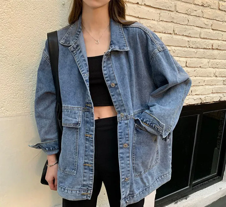 Denim Women Korean CHIC Loose All-Matching Student Tops Jacket Vintage Outerwear