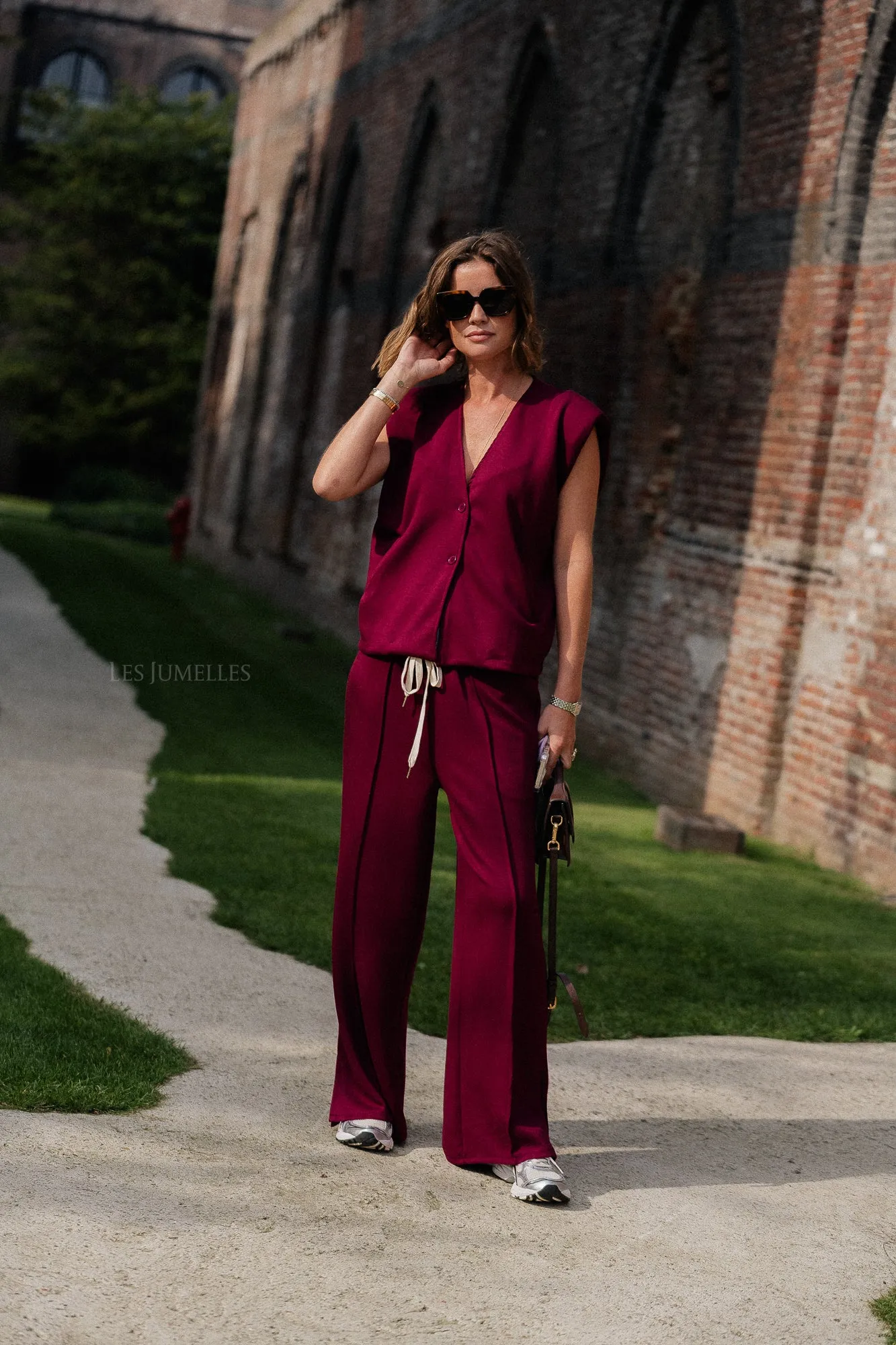 Drew wide leg pants burgundy