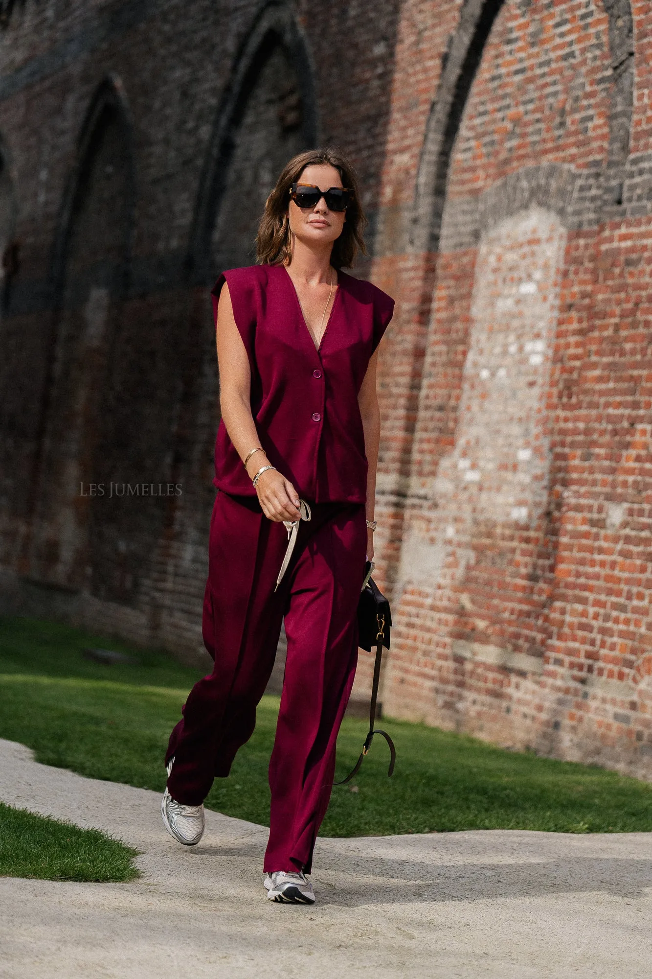 Drew wide leg pants burgundy