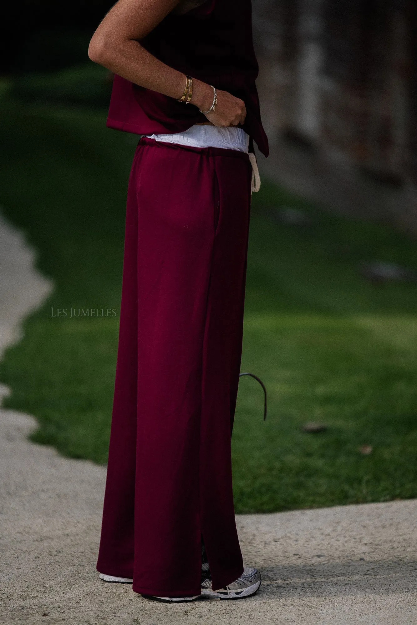 Drew wide leg pants burgundy