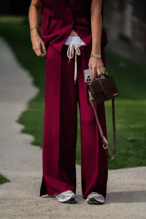 Drew wide leg pants burgundy