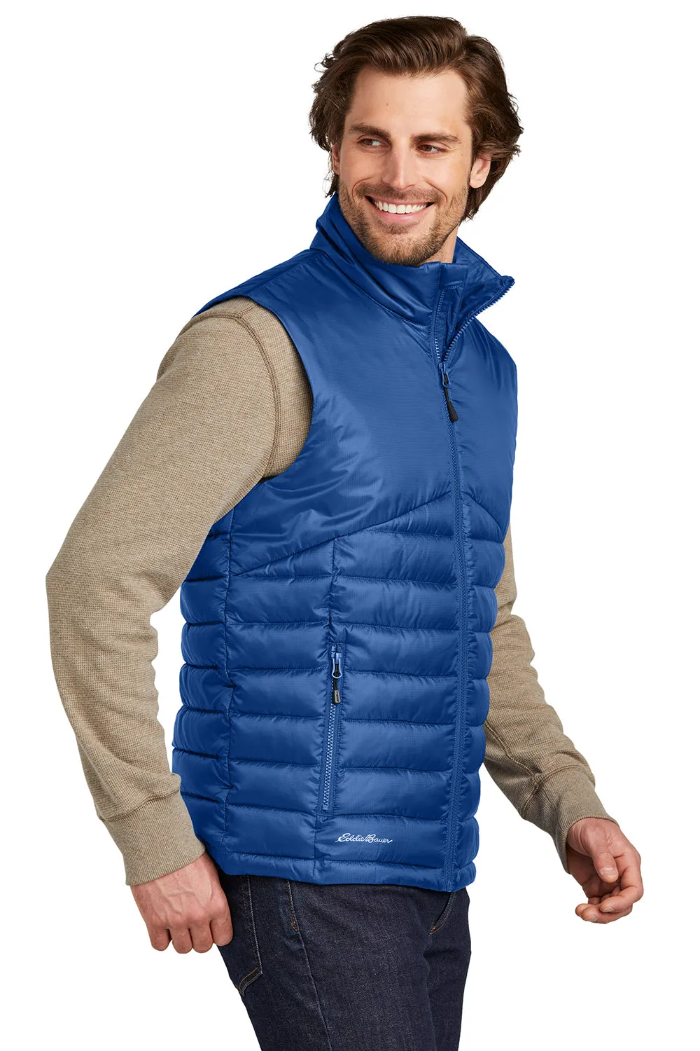 Eddie Bauer Mens Water Resistant Quilted Full Zip Vest - Cobalt Blue